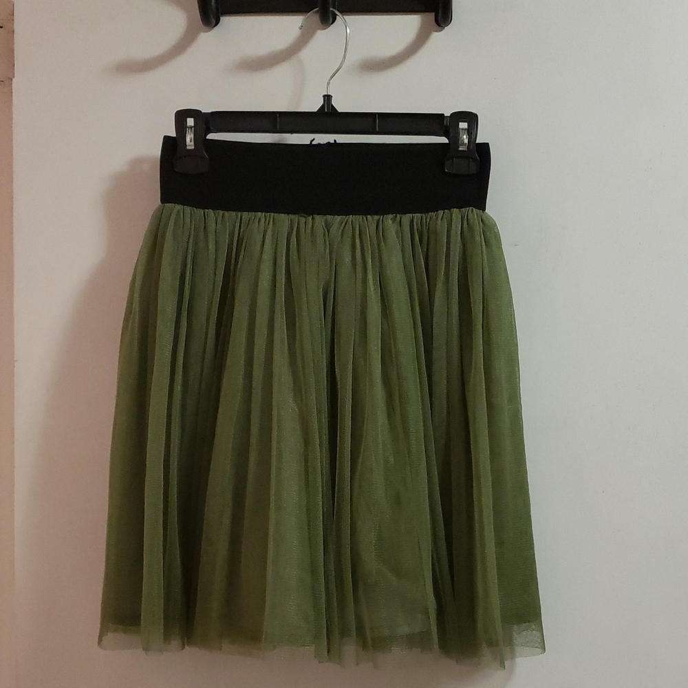 Theme Green A-Line Tulle Skirt